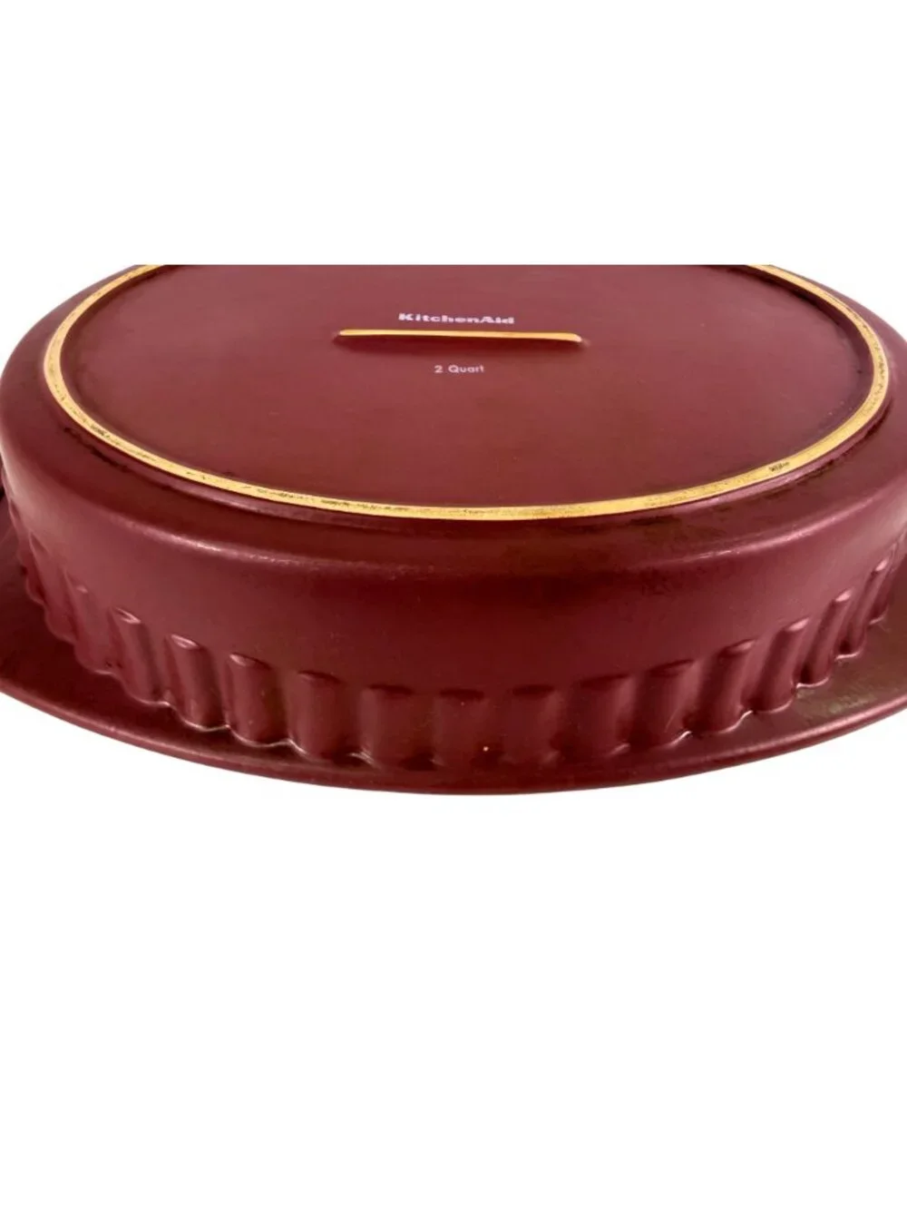 KitchenAid Red Cranberry 2 Quart Stoneware Bakeware Casserole Dish‎ Baking Pan
